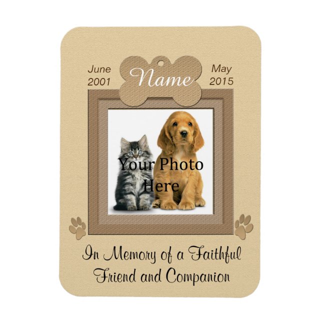 Personal Cat or Dog Memorial Beige Magnet (Vertical)