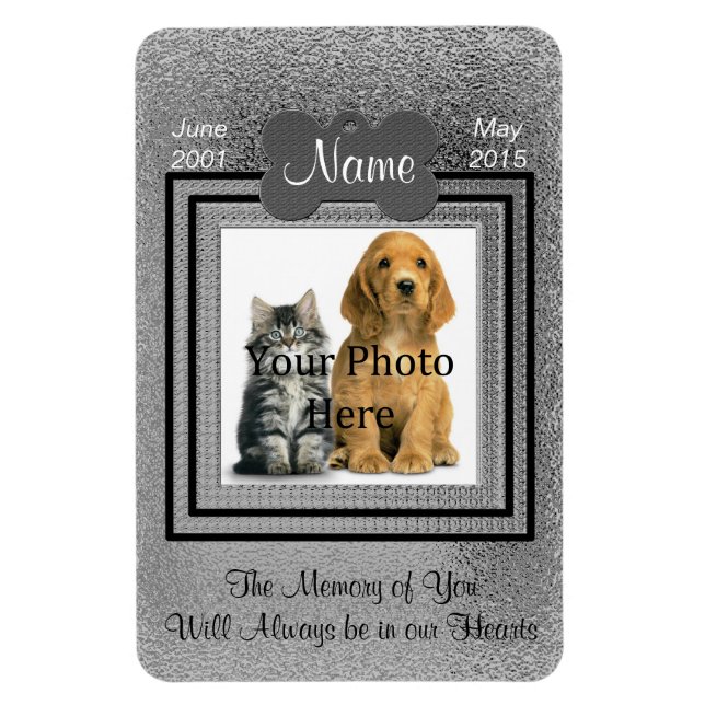 Personal Cat or Dog Memorial Silver Magnet (Vertical)
