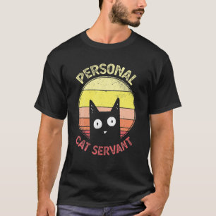 Personal Cat Servant Vintage Retro Funny Cat Lover T-Shirt