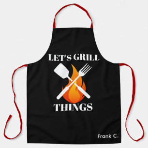 Personal Chef Apron - Custom Name Let's Grill BBQ 