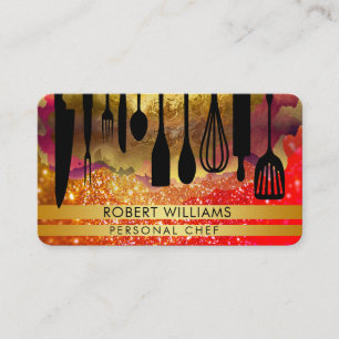Personal Chef Black Gold Catering Kitchen Tools   Business Card