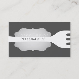Personal Chef Catering Bakery Fork Black Wood Business Card