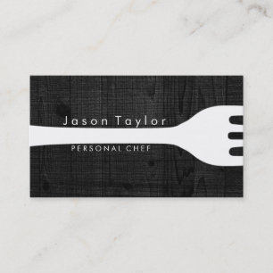 Personal Chef Catering Bakery Fork Black Wood Business Card