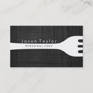 Personal Chef Catering Bakery Fork Black Wood Business Card