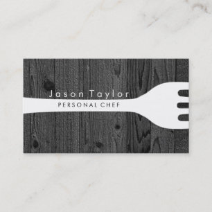 Personal Chef Catering Bakery Fork Black Wood Business Card