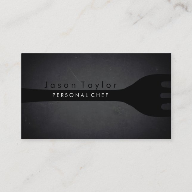 Personal Chef Catering Bakery Fork Blackboard Business Card (Front)