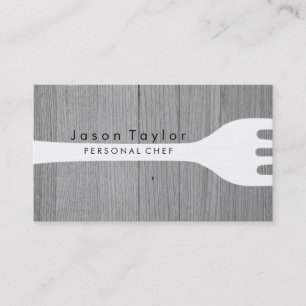 Personal Chef Catering Bakery Fork Grey Wood Business Card