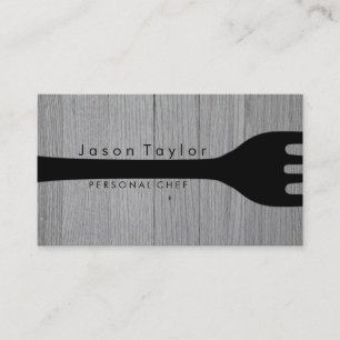 Personal Chef Catering Bakery Fork Grey Wood Business Card