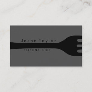 Personal Chef Catering Bakery Fork Logo Black Business Card