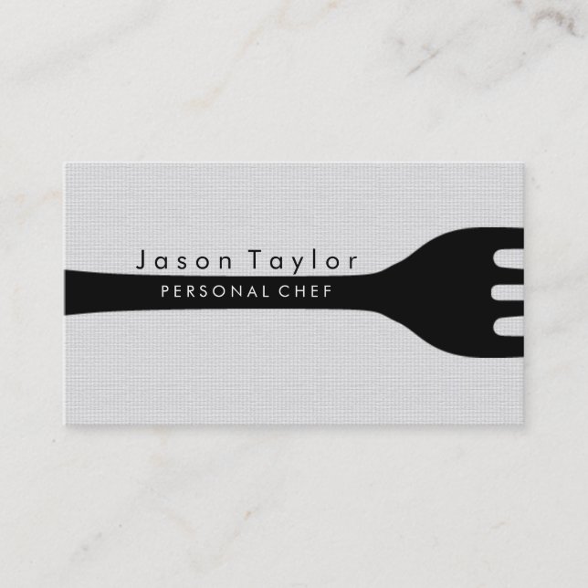 Personal Chef Catering Bakery Fork Plain White Business Card (Front)