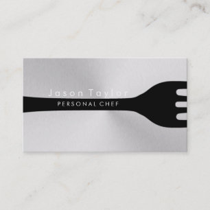 Personal Chef Catering Bakery Fork Steel Silver Business Card