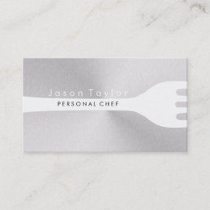 Personal Chef Catering Bakery Fork Steel Silver Business Card