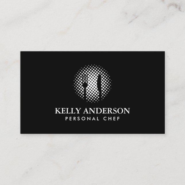 Personal Chef Catering Bakery Plain Black Business Card (Front)