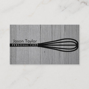 Personal Chef Catering Bakery Whisk Grey Wood Business Card