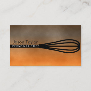 Personal Chef Catering Bakery Whisk Orange clouds Business Card
