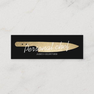 Personal chef chic gold knife minimalist catering mini business card