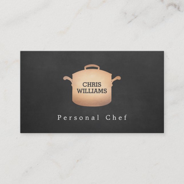 Personal Chef Copper Cooking Pot Catering Logo Business Card (Front)