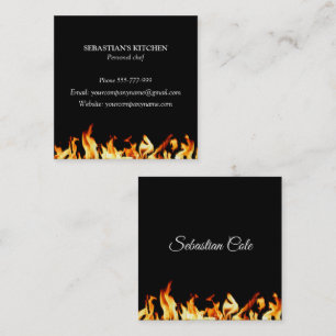 Personal Chef Culinary Flaming Fire Catering Square Business Card