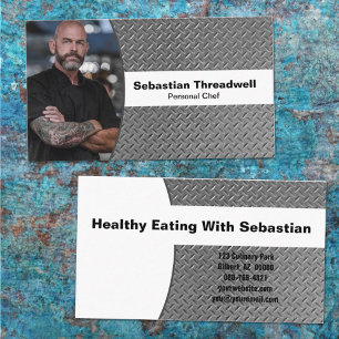 Personal Chef Diamond Plate Custom Photo Business Card