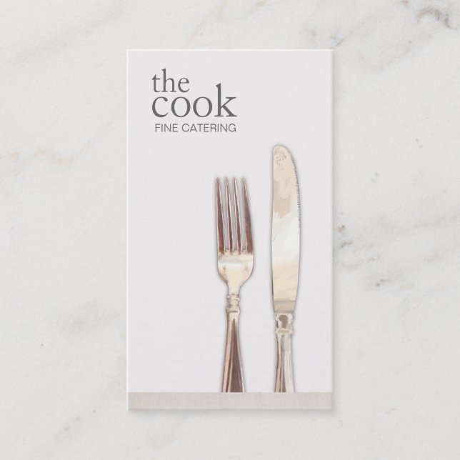 Personal Chef Elegant Catering Fork and Knife Business Card (Front)