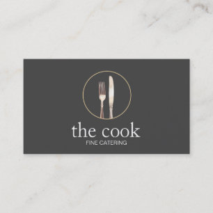Personal Chef Elegant Catering Fork & Knife Black Business Card