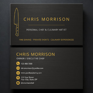 Personal Chef Knife Catering Gold Black Business Card