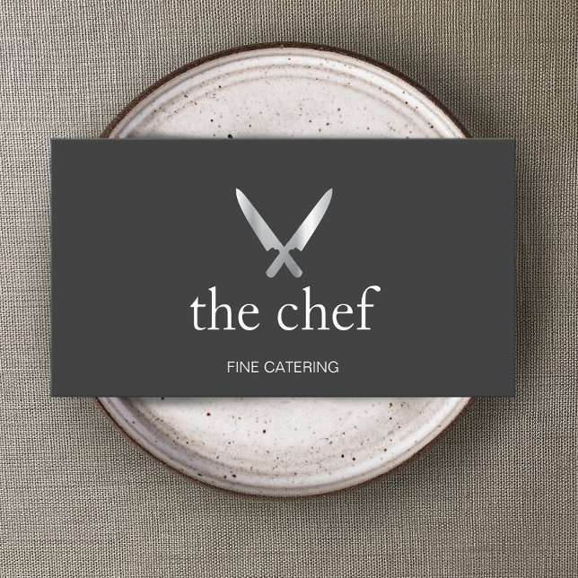 Personal Chef Knife Logo Simple Culinary Catering Business Card (Creator Uploaded)
