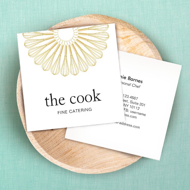 Personal Chef Logo Catering Whisk Cater Square Business Card (Creator Uploaded)