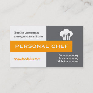 Personal chef minimalist grey, white, hot pink business card