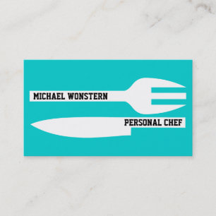 Personal chef minimalist turquoise white business card