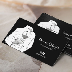 Personal Chef Professional Black & White Catering Business Card
