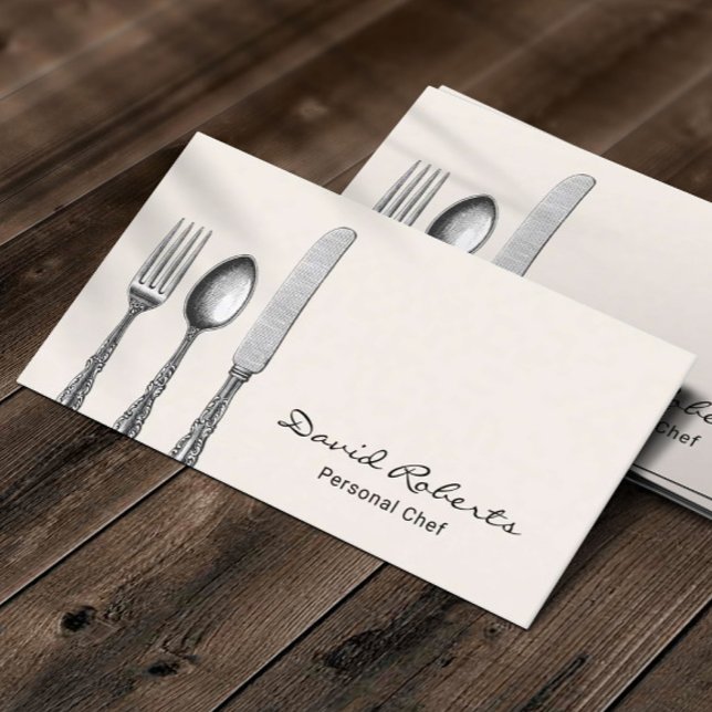 Personal Chef Restaurant Catering Minimalist Business Card (Creator Uploaded)