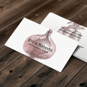 Personal Chef Rose Gold Onion & Carrot Catering Business Card