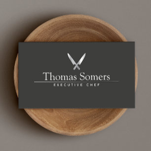 Personal Chef Simple Knife Logo Catering Business Card