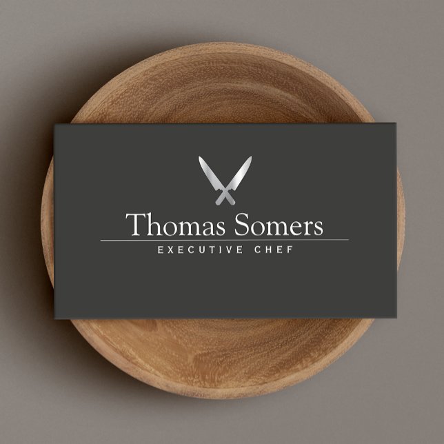 Personal Chef Simple Knife Logo Catering Business Card (Creator Uploaded)