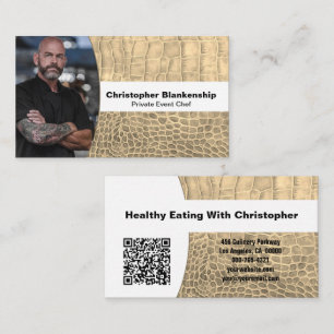 Personal Chef Tan Snake Skin Custom Photo QR Code Business Card