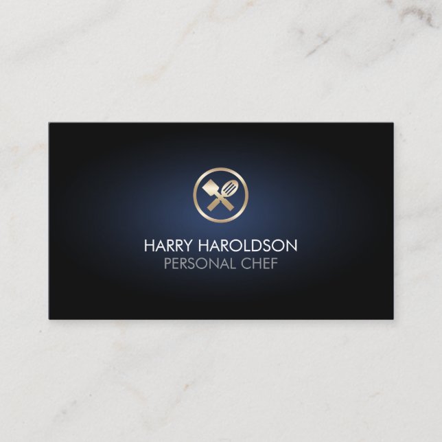Personal Chef Utensils Icon Food Service Business Card (Front)