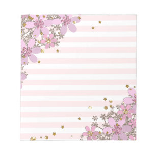 Personal, colourful, floral, decoration, gold notepad