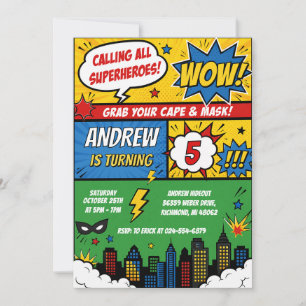 Personal Comic Superhero Graphic Birthday Invitation