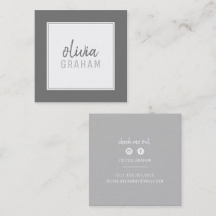 PERSONAL CONTACT bold border ombre grey grey Square Business Card