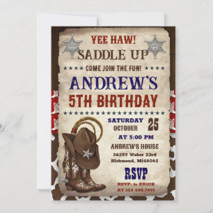 Personal Country Western Cowboy Birthday Invitation