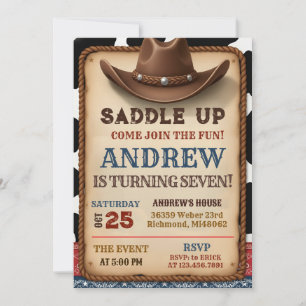 Personal Country Wild West Cowboy Birthday Invitation