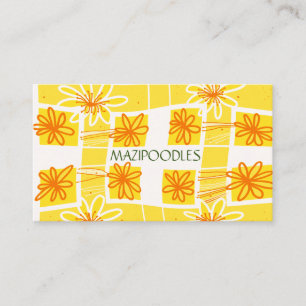 Personal Creative Floral Check Yellow Orange Green Business Card