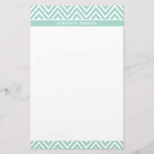 PERSONAL CUSTOM chevron patterned cute mint green Stationery
