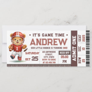 Personal Cute American Football Ticket Birthday  Invitation