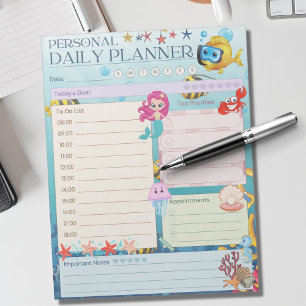 Personal Daily Planner Under The Sea Mermaid Theme Notepad