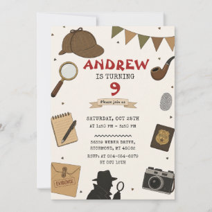 Personal Detective Mystery Birthday Invitation