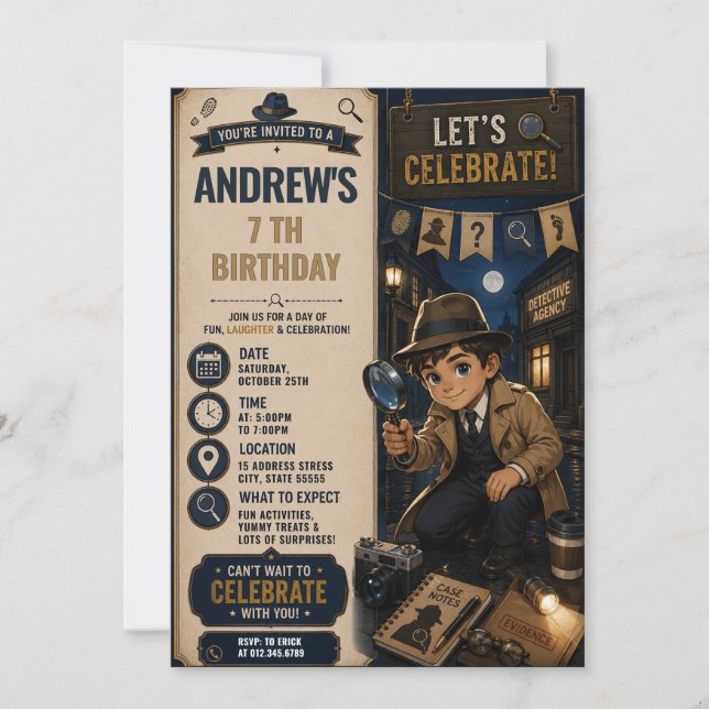 Personal Detective Mystery Birthday Invitation (Front)