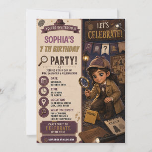 Personal Detective Mystery Girl Birthday Invitation