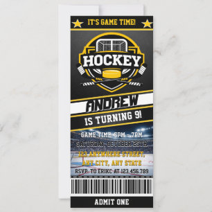 Personal Digital Hockey Ticket Birthday Sports Invitation